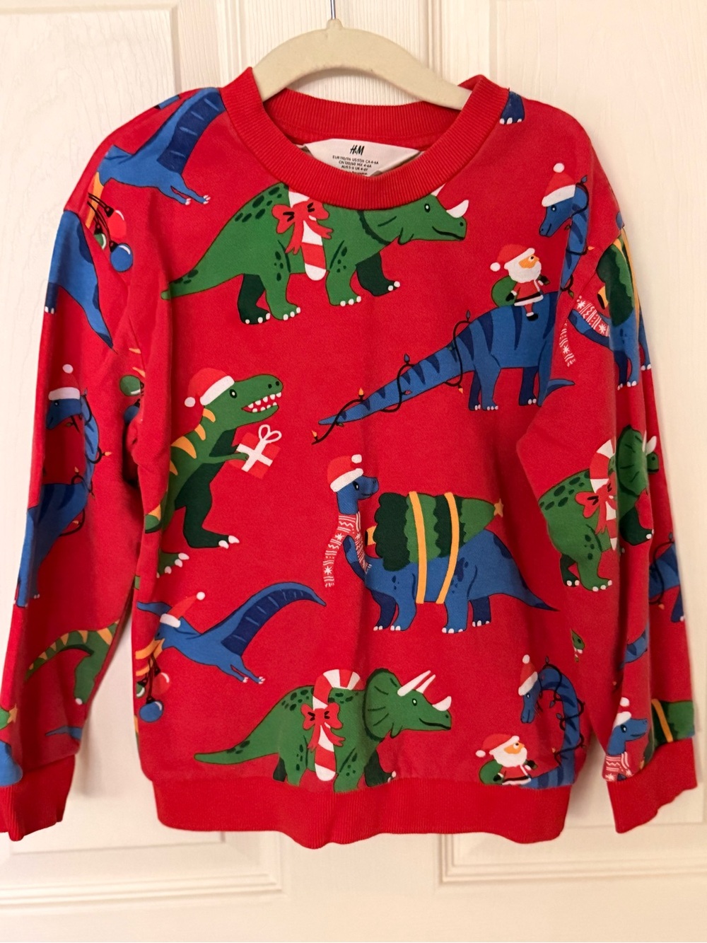 H&M Red Kids' Dinosaur Holiday Sweatshirt